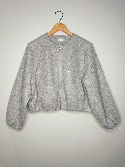 Brushed Woolen Bomber Jacket