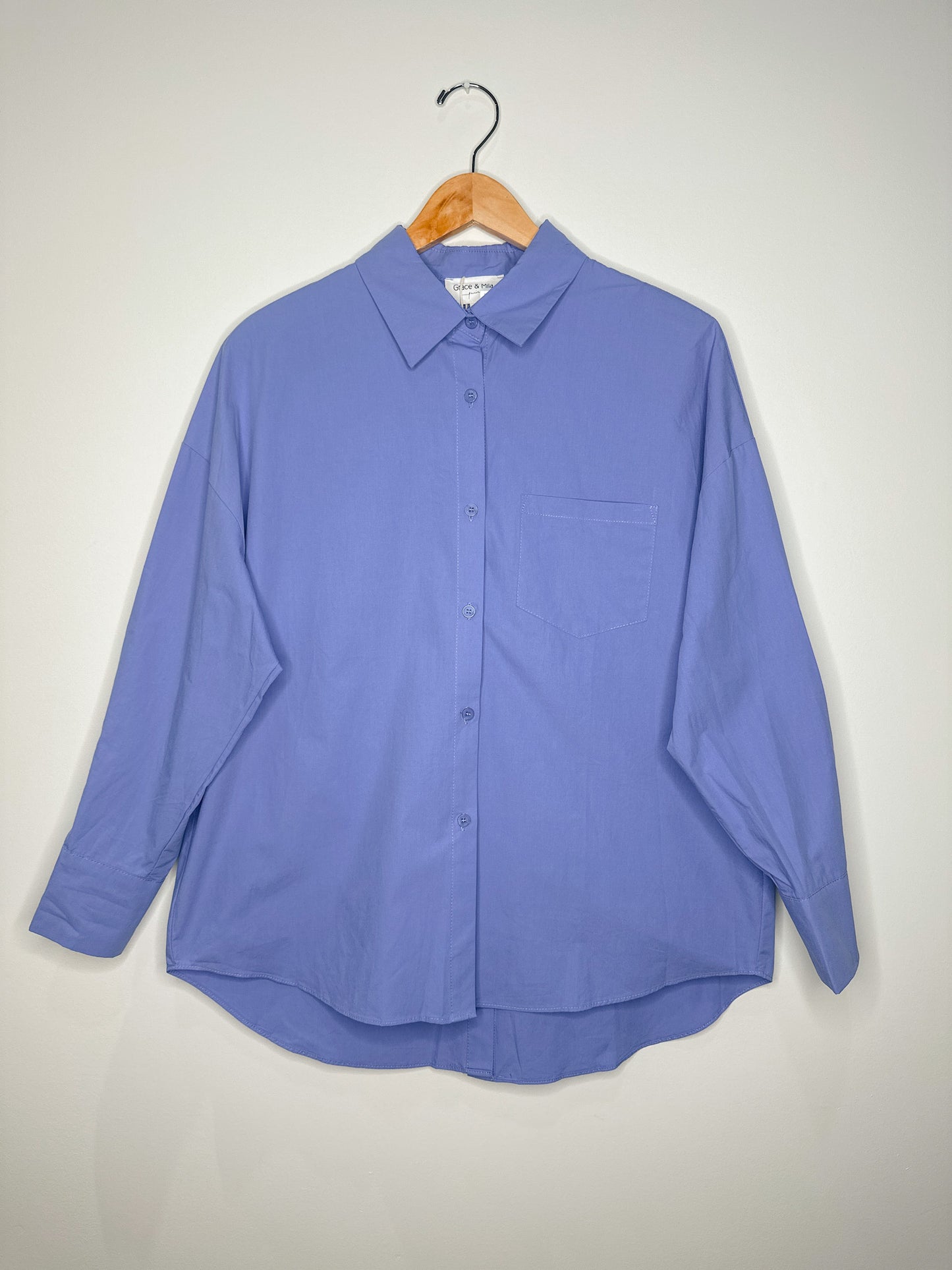 Button Back Shirt In Cornflower